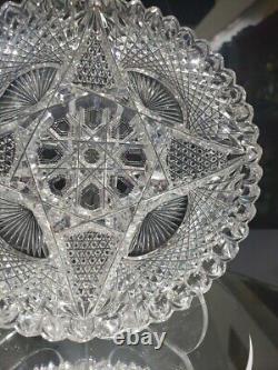 Rare 7 Plate, Antique American brilliant Period Cut glass Crystal J Hoare 932