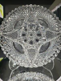 Rare 7 Plate, Antique American brilliant Period Cut glass Crystal J Hoare 932