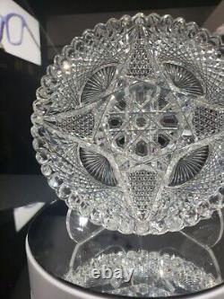 Rare 7 Plate, Antique American brilliant Period Cut glass Crystal J Hoare 932