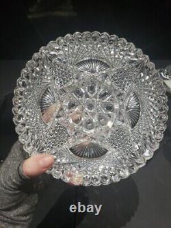 Rare 7 Plate, Antique American brilliant Period Cut glass Crystal J Hoare 932