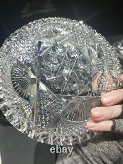 Rare 7 Plate, Antique American brilliant Period Cut glass Crystal J Hoare 932
