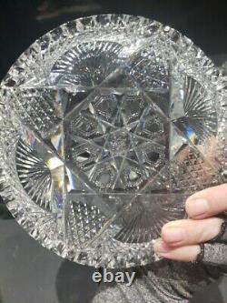 Rare 7 Plate, Antique American brilliant Period Cut glass Crystal J Hoare 932