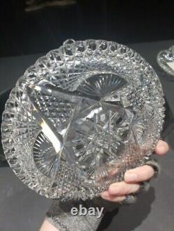 Rare 7 Plate, Antique American brilliant Period Cut glass Crystal J Hoare 932