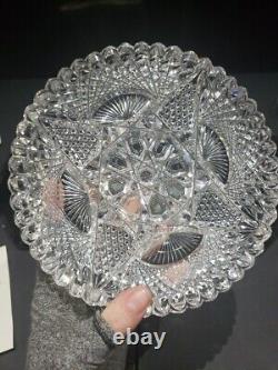 Rare 7 Plate, Antique American brilliant Period Cut glass Crystal J Hoare 932