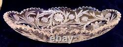 Rare ABP Brilliant Cut GLASS CRYSTAL Oval Low Bowl Tray Thistle Daisy 12