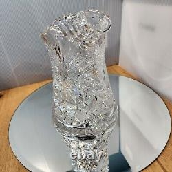Rare American Brilliant Cut Glass Hand Cut Lead Crystal Glass 9 Pitcher Vintage