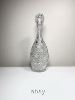 Rare Antique ABP American Brilliant Cut Glass Bowling Pin Decanter Harvard 15in