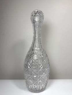 Rare Antique ABP American Brilliant Cut Glass Bowling Pin Decanter Harvard 15in
