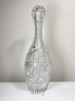 Rare Antique ABP American Brilliant Cut Glass Bowling Pin Decanter Harvard 15in