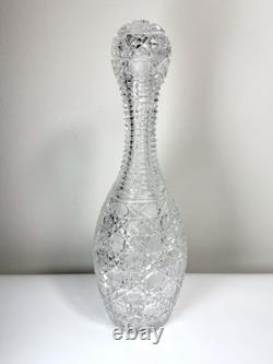 Rare Antique ABP American Brilliant Cut Glass Bowling Pin Decanter Harvard 15in