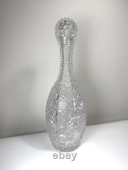 Rare Antique ABP American Brilliant Cut Glass Bowling Pin Decanter Harvard 15in