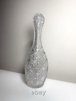 Rare Antique ABP American Brilliant Cut Glass Bowling Pin Decanter Harvard 15in