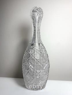 Rare Antique ABP American Brilliant Cut Glass Bowling Pin Decanter Harvard 15in