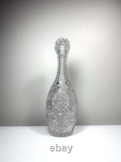 Rare Antique ABP American Brilliant Cut Glass Bowling Pin Decanter Harvard 15in