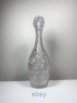 Rare Antique ABP American Brilliant Cut Glass Bowling Pin Decanter Harvard 15in
