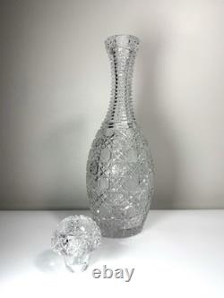 Rare Antique ABP American Brilliant Cut Glass Bowling Pin Decanter Harvard 15in