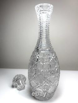 Rare Antique ABP American Brilliant Cut Glass Bowling Pin Decanter Harvard 15in Rare Antique ABP American Brilliant Cut Glass Bowling Pin Decanter Harvard 15in