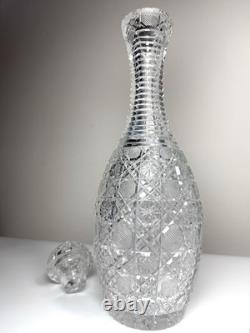 Rare Antique ABP American Brilliant Cut Glass Bowling Pin Decanter Harvard 15in