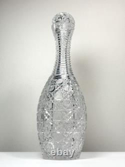 Rare Antique ABP American Brilliant Cut Glass Bowling Pin Decanter Harvard 15in
