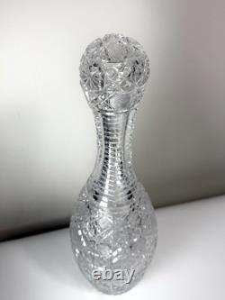 Rare Antique ABP American Brilliant Cut Glass Bowling Pin Decanter Harvard 15in
