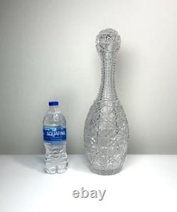 Rare Antique ABP American Brilliant Cut Glass Bowling Pin Decanter Harvard 15in