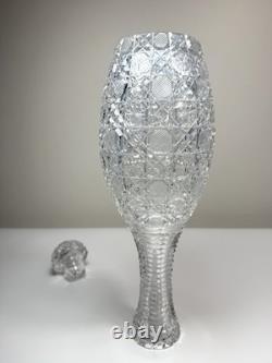 Rare Antique ABP American Brilliant Cut Glass Bowling Pin Decanter Harvard 15in
