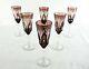 Rare Antique BACCARAT Amethyst Cut to Clear Crystal Glass Set 6 x Sherry Goblet