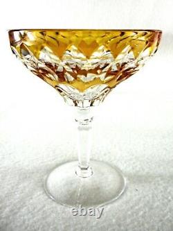 Rare Antique BACCARAT Flawless Crystal 6 x Multi-Color Champagne Goblet Deep Cut