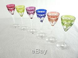 Rare Antique BACCARAT Flawless Crystal Set 6 x Cut to Clear Sherry Goblet