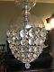Rare Antique French Cut Crystal Glass Bag Chandelier 1920 -1940s