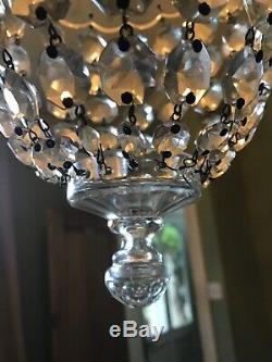 Rare Antique French Cut Crystal Glass Bag Chandelier 1920 -1940s