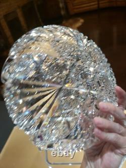 Rare Bowl 8, American Brilliant period Cut Glass Crystal Prism Fans & Hobstars