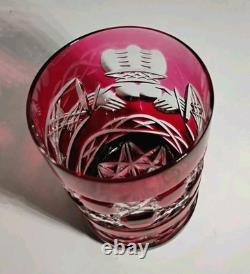 Rare Connemara Claddagh Celtic Crystal Whiskey Glass Red Clear Hand Cut