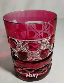 Rare Connemara Claddagh Celtic Crystal Whiskey Glass Red Clear Hand Cut
