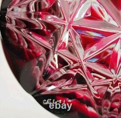 Rare Connemara Claddagh Celtic Crystal Whiskey Glass Red Clear Hand Cut