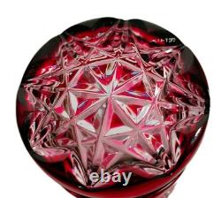 Rare Connemara Claddagh Celtic Crystal Whiskey Glass Red Clear Hand Cut