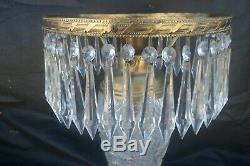 Rare Exceptional Antique Cut Crystal Table Lamp, ABP, 40 Lusters, Prisms