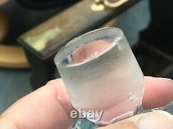 Rare OAK TANTALUS TRIPLE CUT GLASS DECANTERS STERLING SILVER COLLARS GARRARD VGC