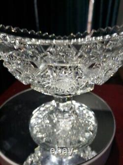 Rare Oval Compote Bowl Antique American Brilliant Cut Glass Crystal Krantz Smith