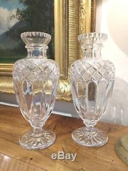 Rare Pair Baccarat Cut Crystal Vases