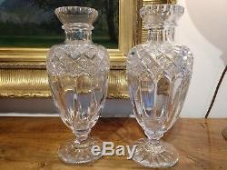 Rare Pair Baccarat Cut Crystal Vases