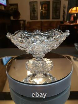 Rare Pedestal Compote American Brilliant period Cut Glass Crystal Libbey Colonna
