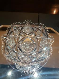 Rare Pedestal Compote American Brilliant period Cut Glass Crystal Libbey Colonna