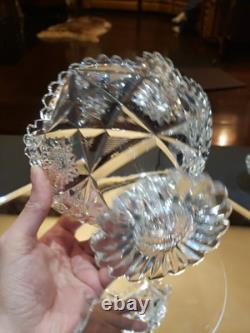 Rare Pedestal Compote American Brilliant period Cut Glass Crystal Libbey Colonna