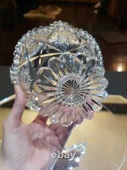 Rare Pedestal Compote American Brilliant period Cut Glass Crystal Libbey Colonna