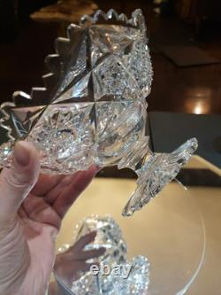 Rare Pedestal Compote American Brilliant period Cut Glass Crystal Libbey Colonna