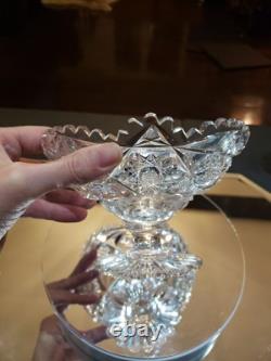 Rare Pedestal Compote American Brilliant period Cut Glass Crystal Libbey Colonna