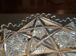 Rare Pedestal Compote American Brilliant period Cut Glass Crystal Libbey Colonna