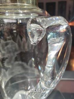 Rare Pitcher decanter American Brilliant Cut Glass Crystal Hawkes 19th Hole Golf