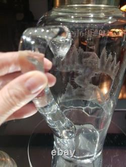 Rare Pitcher decanter American Brilliant Cut Glass Crystal Hawkes 19th Hole Golf